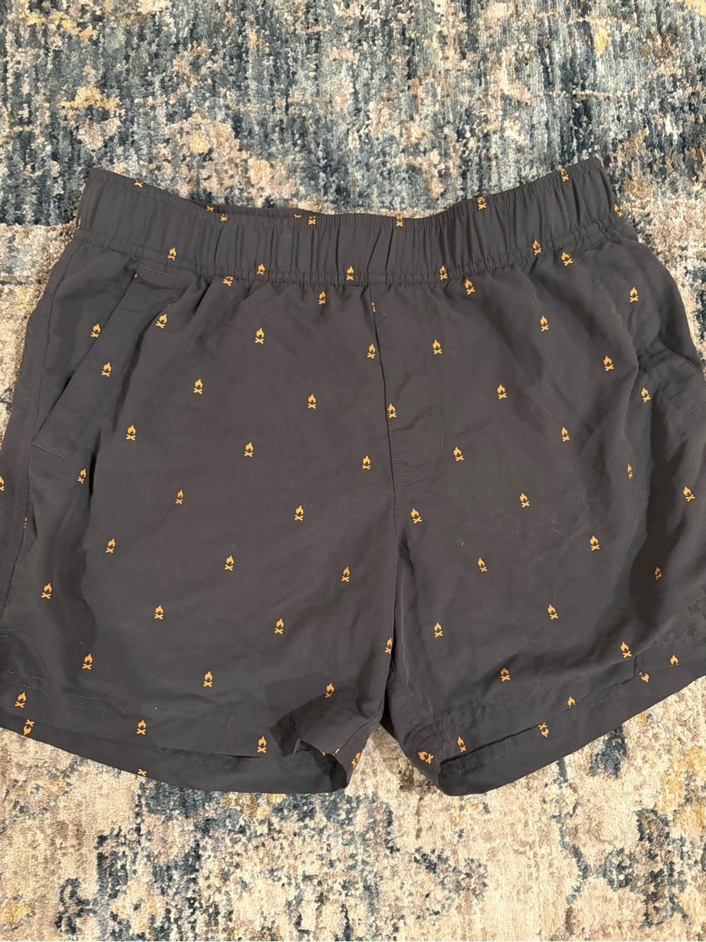 The North Face Mens Flash Dry Swim Trunks Camp Fire Print Mesh Lined Sz S Shorts